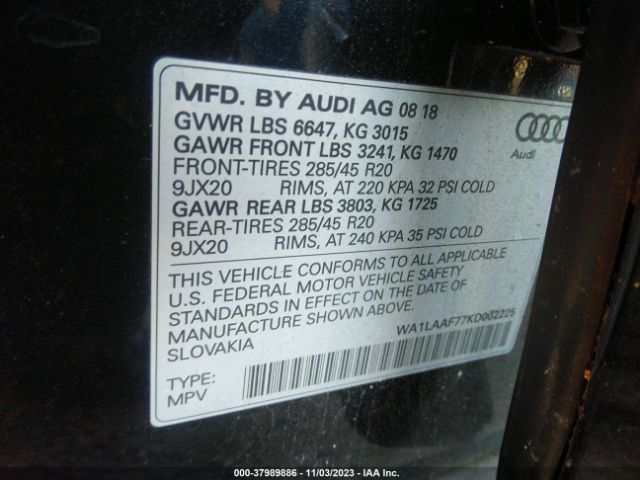 Photo 8 VIN: WA1LAAF77KD002225 - AUDI Q7 