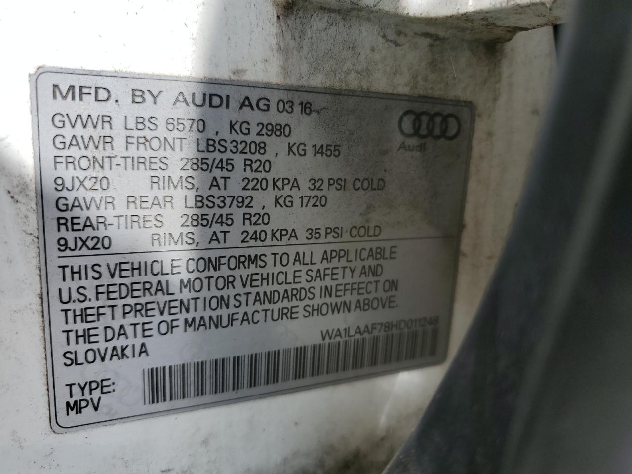 Photo 12 VIN: WA1LAAF78HD011248 - AUDI Q7 