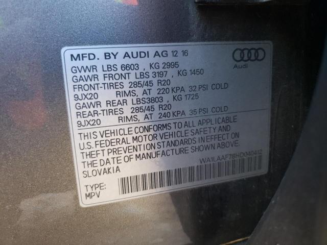 Photo 12 VIN: WA1LAAF78HD040412 - AUDI Q7 PREMIUM 