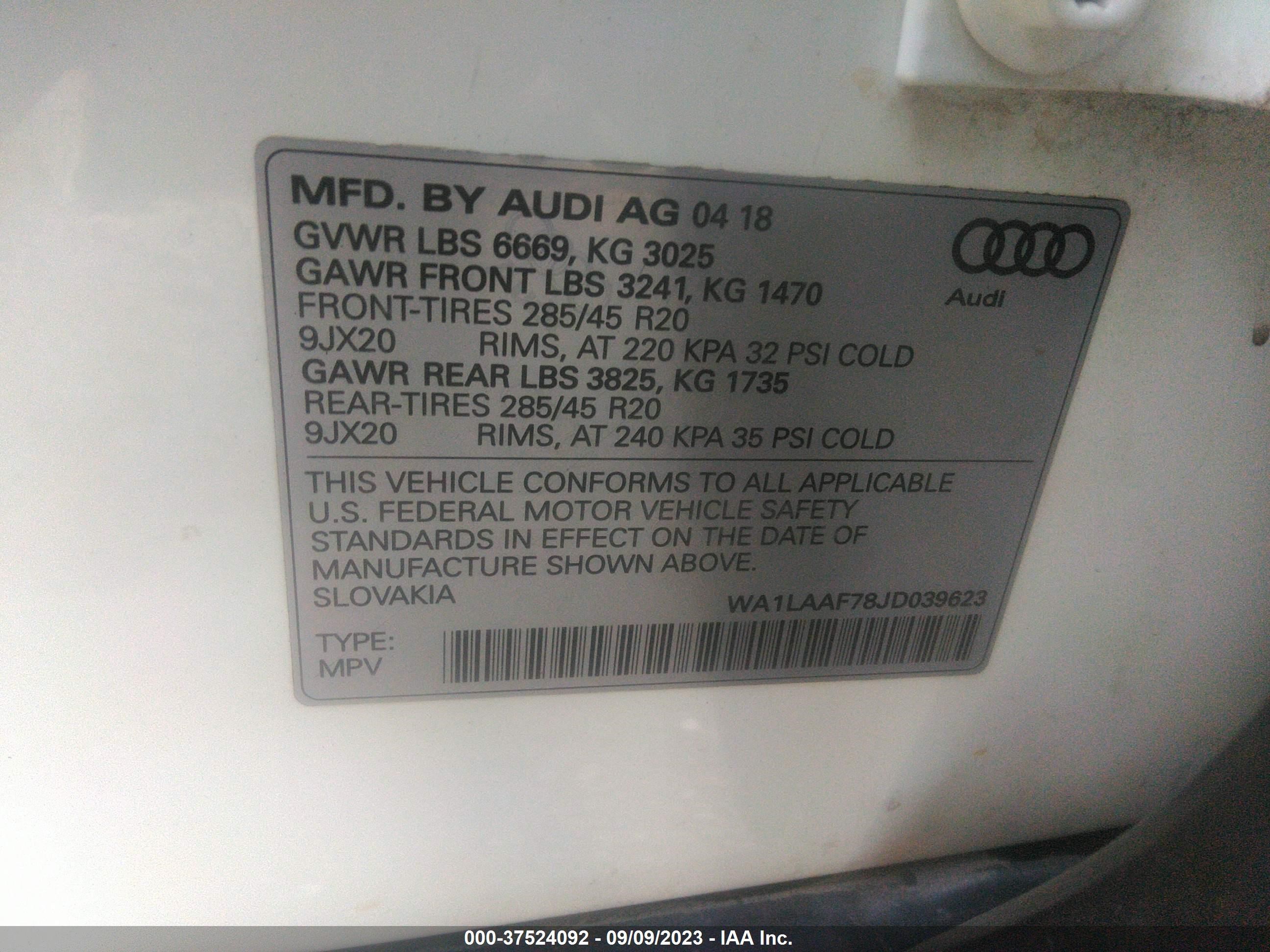 Photo 8 VIN: WA1LAAF78JD039623 - AUDI Q7 