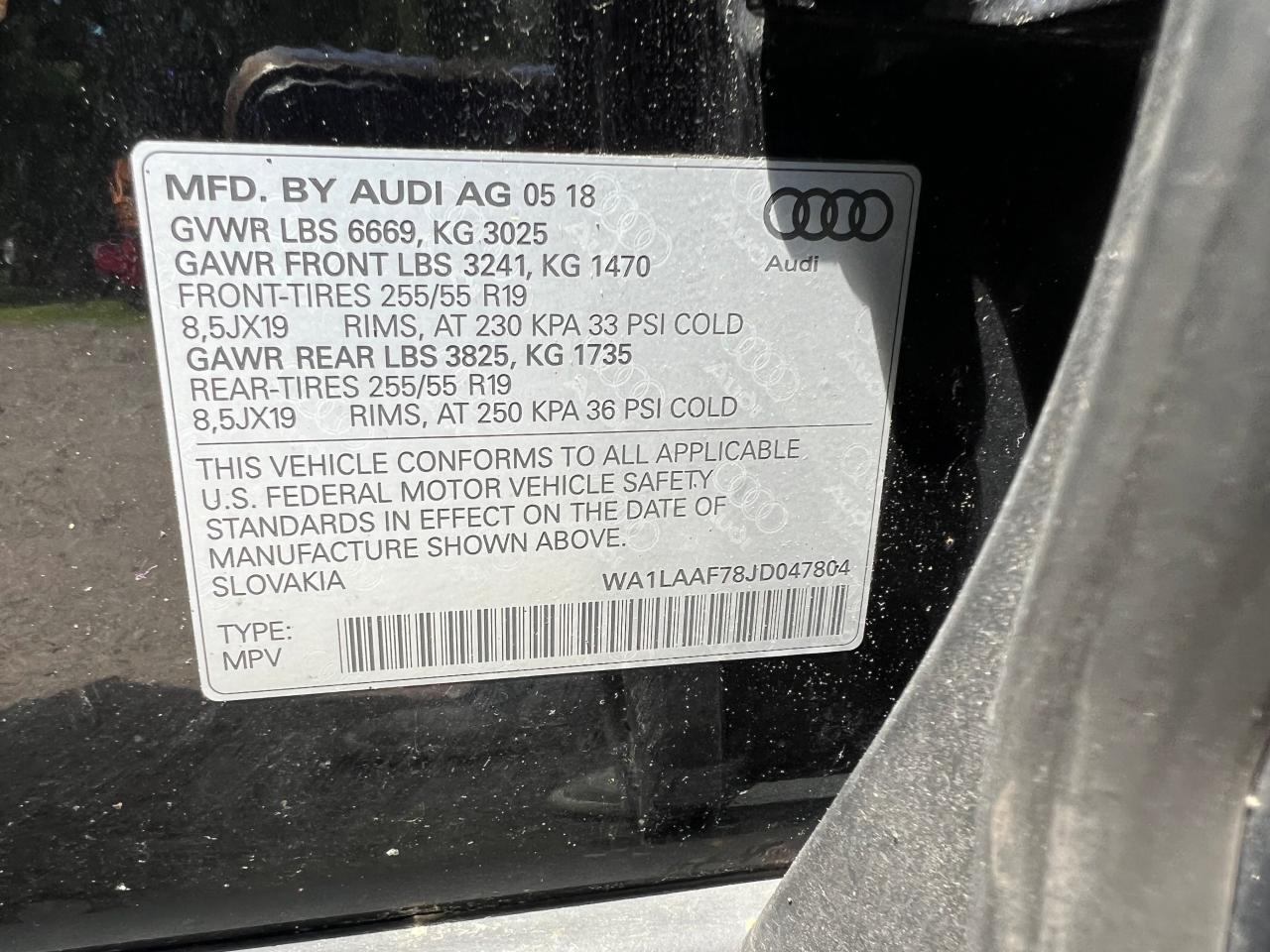 Photo 9 VIN: WA1LAAF78JD047804 - AUDI Q7 PREMIUM 