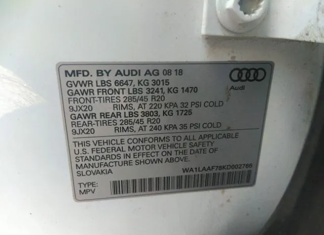 Photo 8 VIN: WA1LAAF78KD002766 - AUDI Q7 