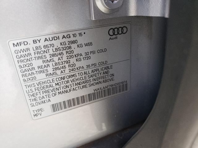 Photo 9 VIN: WA1LAAF79HD001974 - AUDI Q7 PREMIUM 