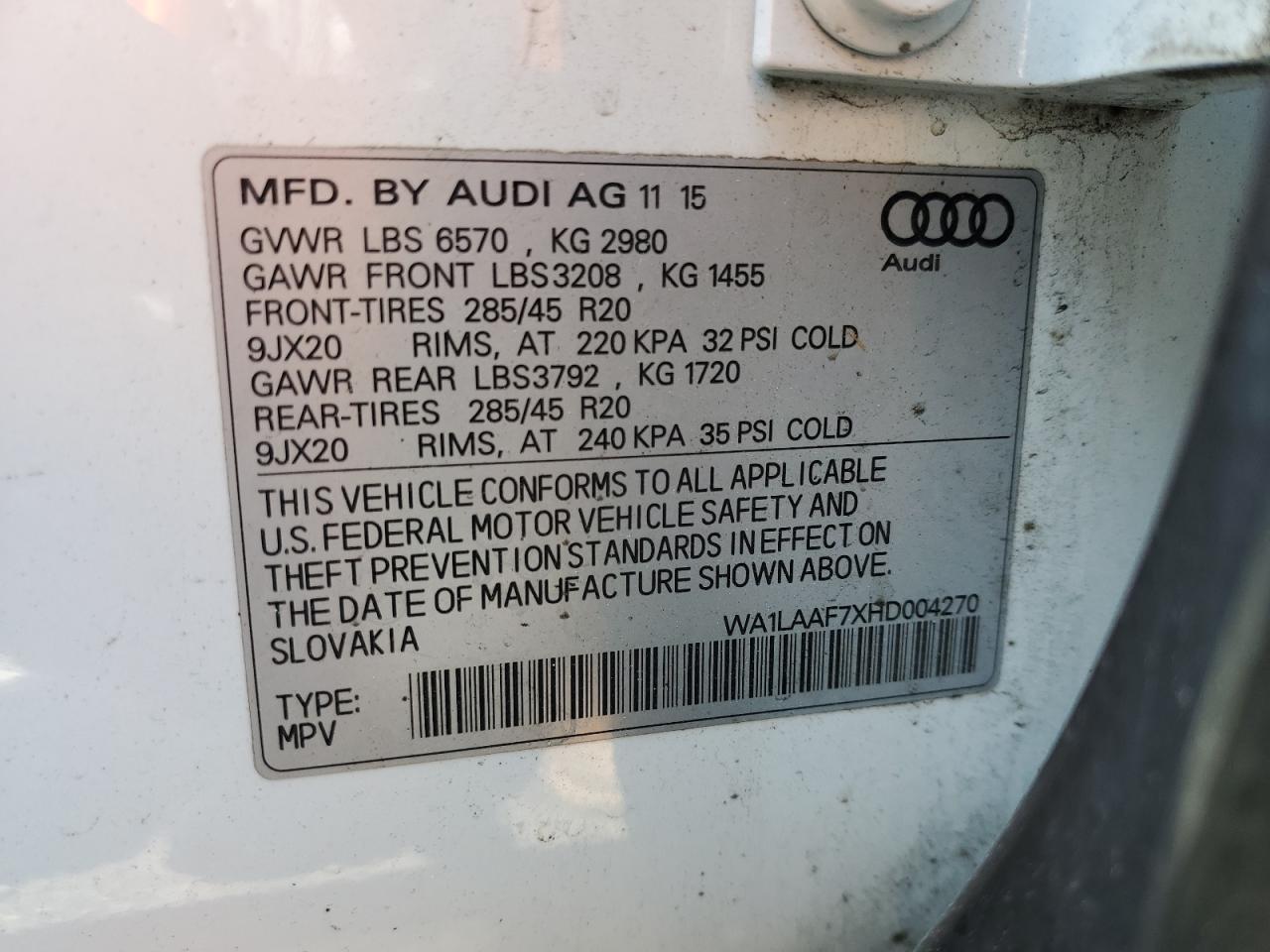 Photo 12 VIN: WA1LAAF7XHD004270 - AUDI Q7 