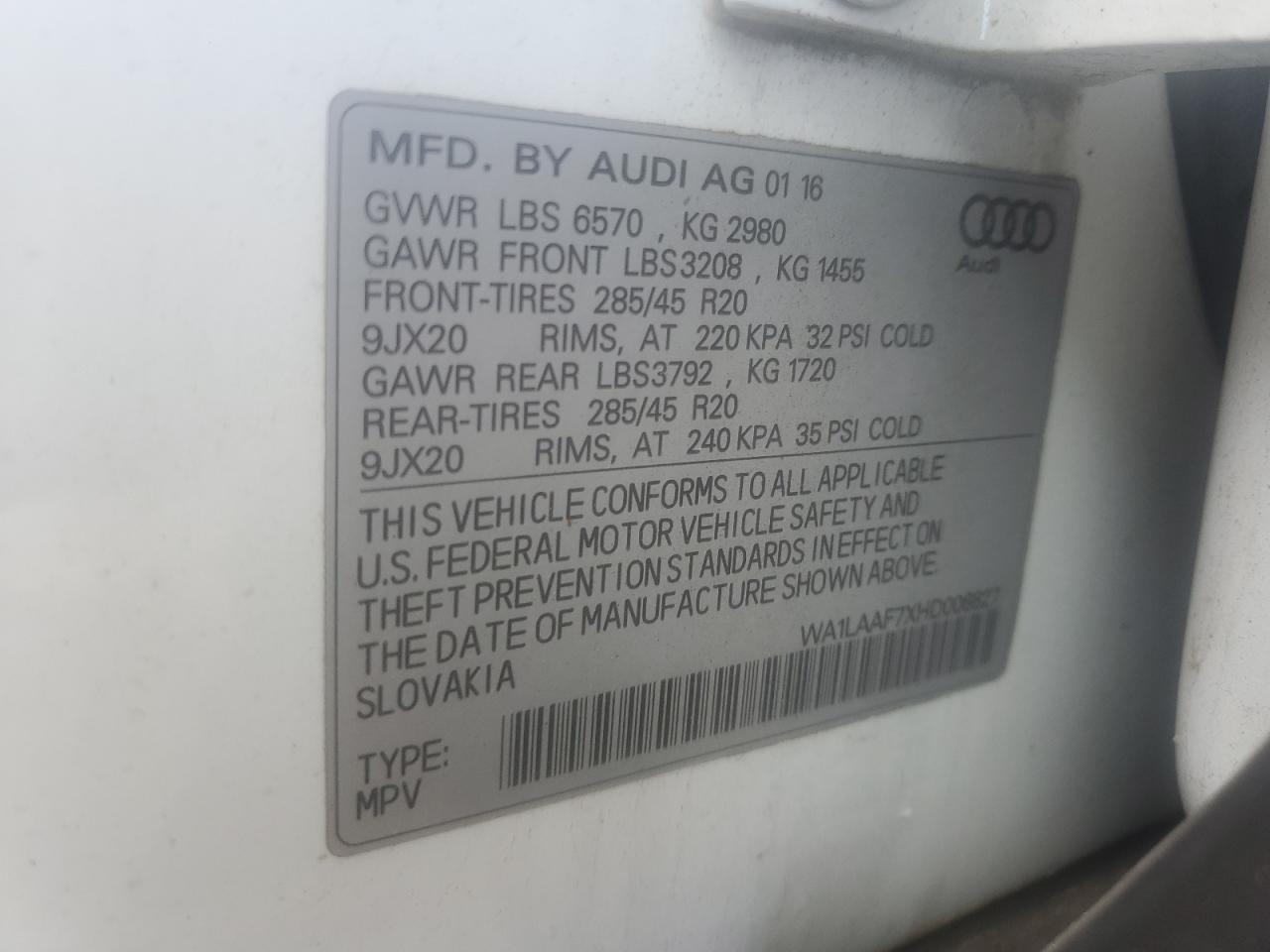 Photo 11 VIN: WA1LAAF7XHD006827 - AUDI Q7 