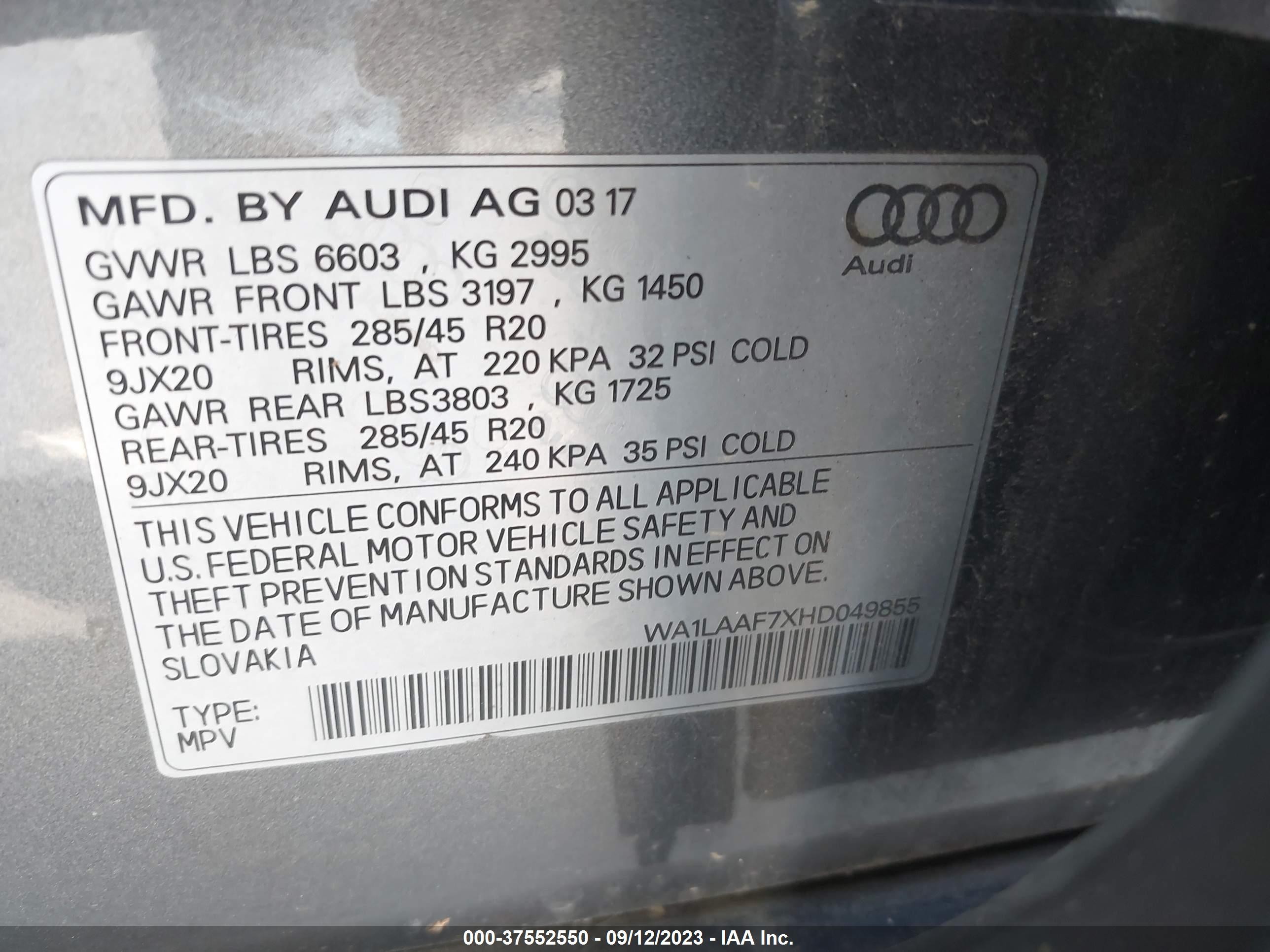 Photo 8 VIN: WA1LAAF7XHD049855 - AUDI Q7 