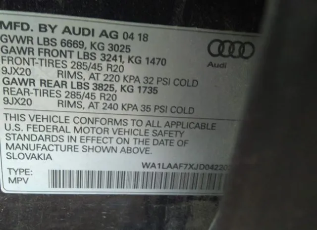 Photo 8 VIN: WA1LAAF7XJD042202 - AUDI Q7 