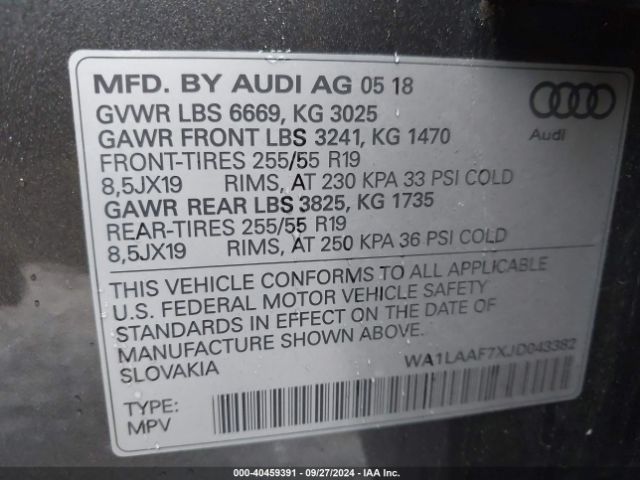 Photo 8 VIN: WA1LAAF7XJD043382 - AUDI Q7 