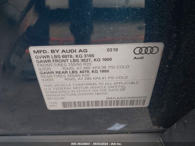 Photo 8 VIN: WA1LAAGE3KB009035 - AUDI E-TRON 