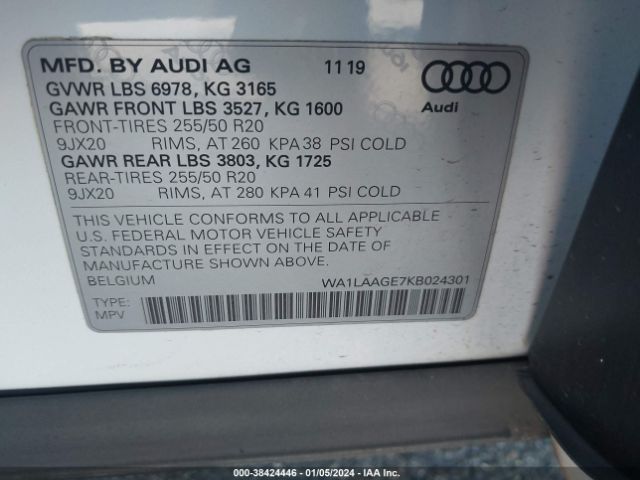 Photo 8 VIN: WA1LAAGE7KB024301 - AUDI E-TRON 