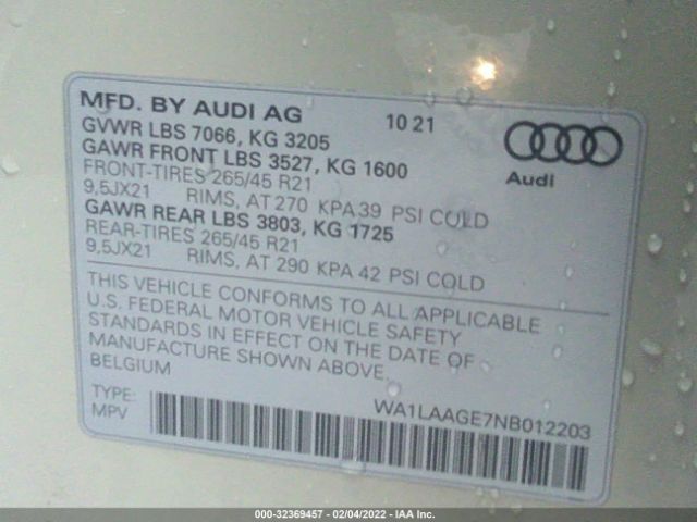 Photo 8 VIN: WA1LAAGE7NB012203 - AUDI E-TRON 