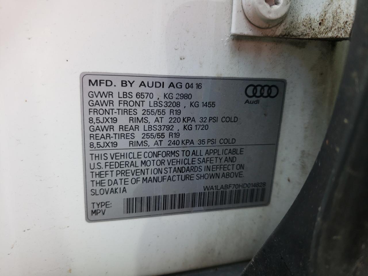 Photo 12 VIN: WA1LABF70HD014828 - AUDI Q7 