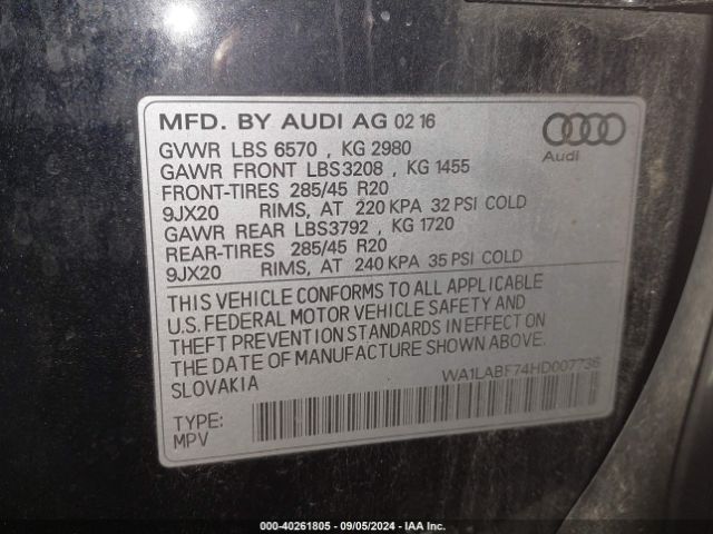 Photo 8 VIN: WA1LABF74HD007736 - AUDI Q7 