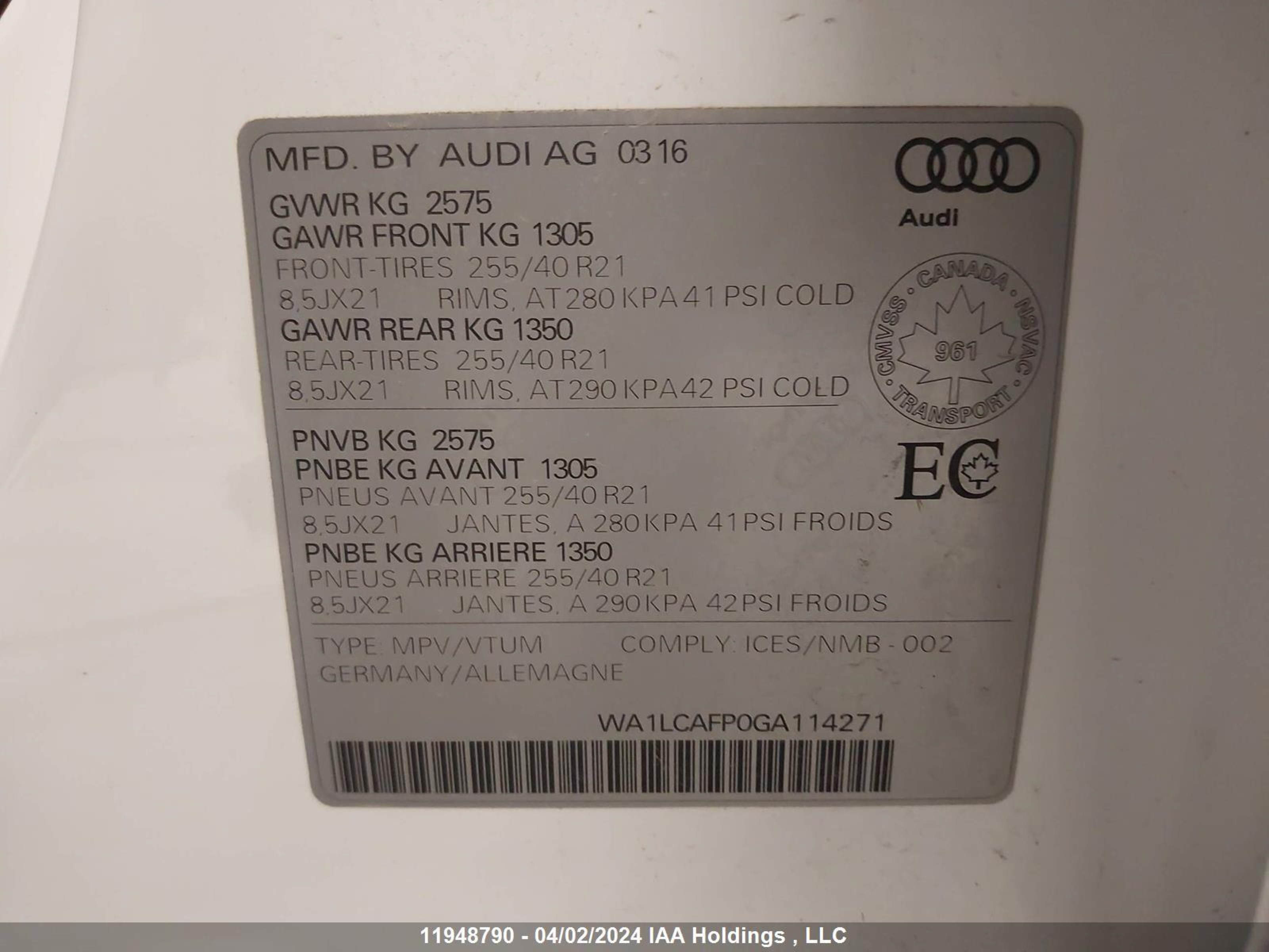 Photo 8 VIN: WA1LCAFP0GA114271 - AUDI SQ5 