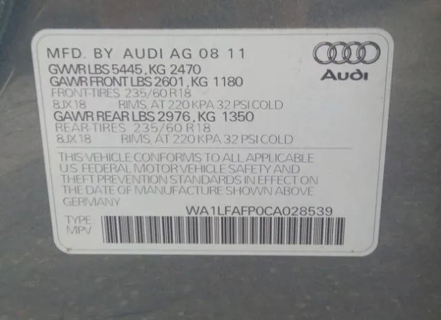 Photo 8 VIN: WA1LFAFP0CA028539 - AUDI Q5 