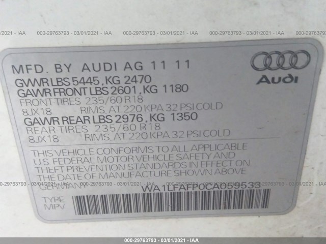 Photo 8 VIN: WA1LFAFP0CA059533 - AUDI Q5 