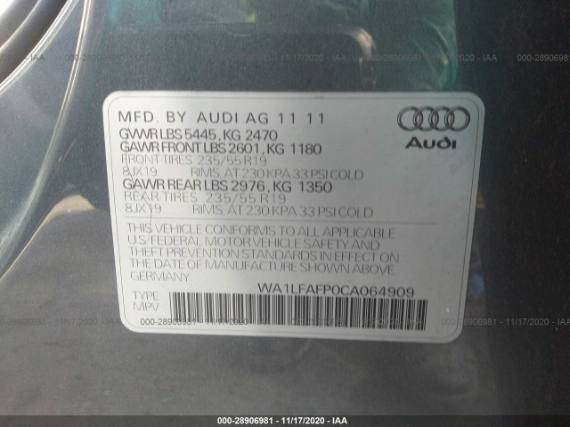 Photo 8 VIN: WA1LFAFP0CA064909 - AUDI Q5 