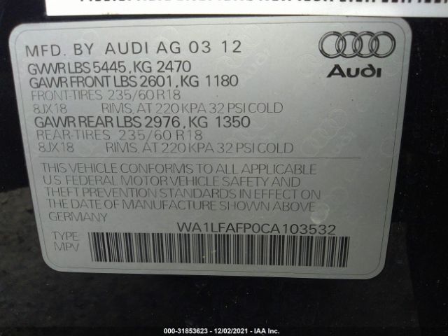 Photo 8 VIN: WA1LFAFP0CA103532 - AUDI Q5 