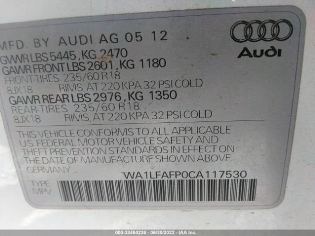 Photo 8 VIN: WA1LFAFP0CA117530 - AUDI Q5 