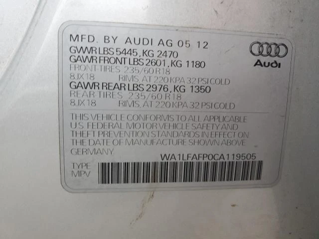 Photo 12 VIN: WA1LFAFP0CA119505 - AUDI Q5 PREMIUM 