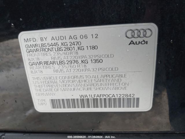 Photo 8 VIN: WA1LFAFP0CA122842 - AUDI Q5 