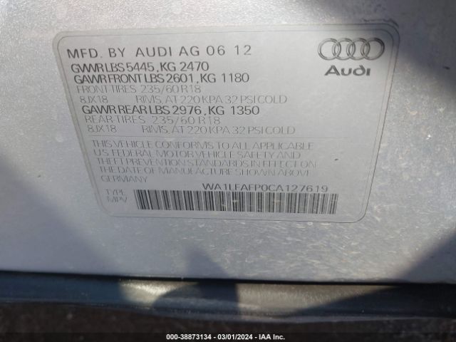 Photo 8 VIN: WA1LFAFP0CA127619 - AUDI Q5 