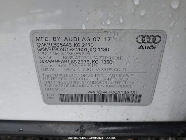 Photo 8 VIN: WA1LFAFP0CA135431 - AUDI Q5 