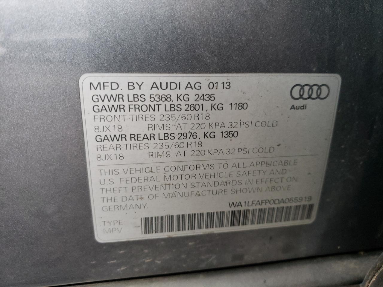 Photo 12 VIN: WA1LFAFP0DA055919 - AUDI Q5 