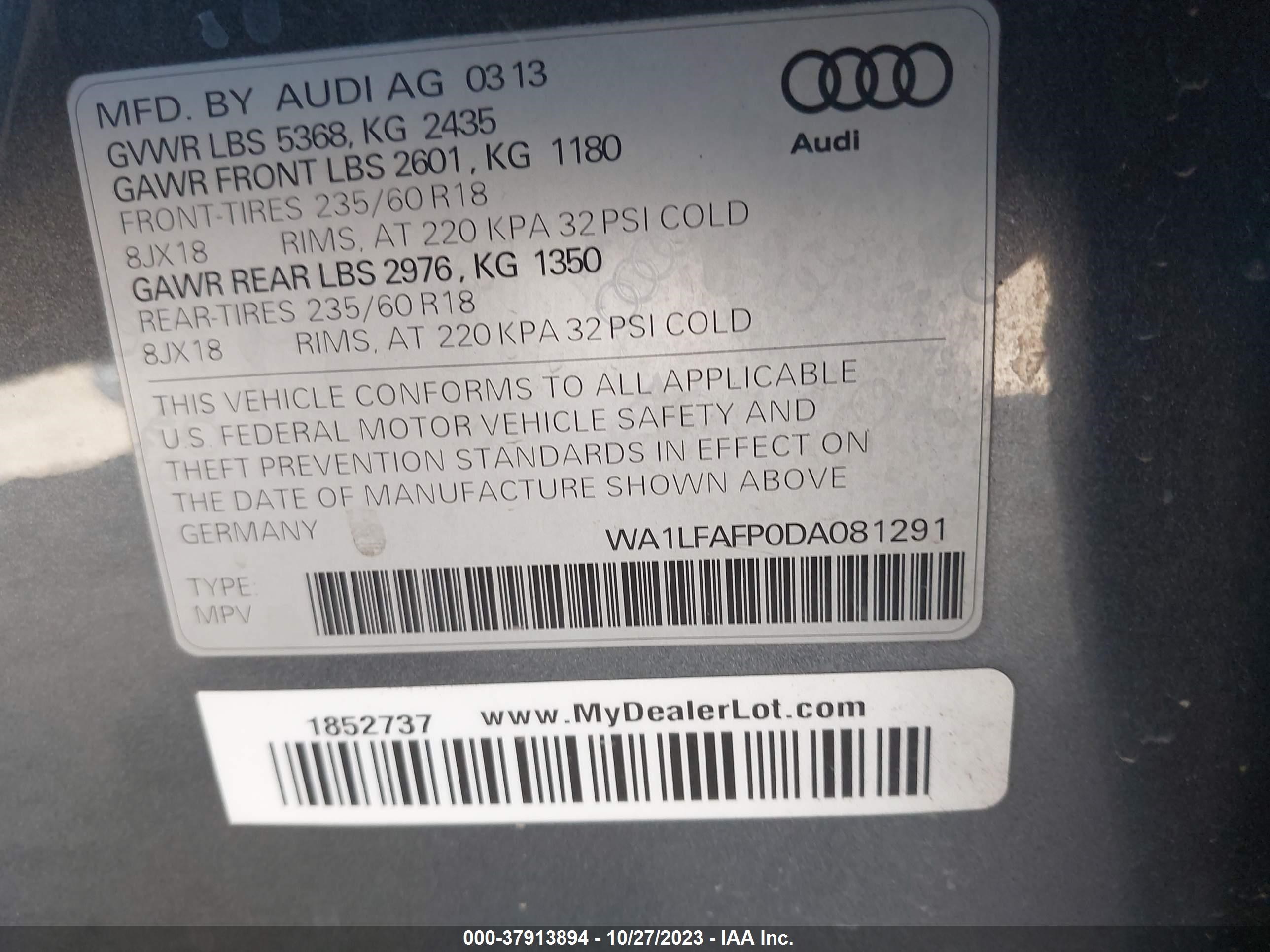 Photo 8 VIN: WA1LFAFP0DA081291 - AUDI Q5 