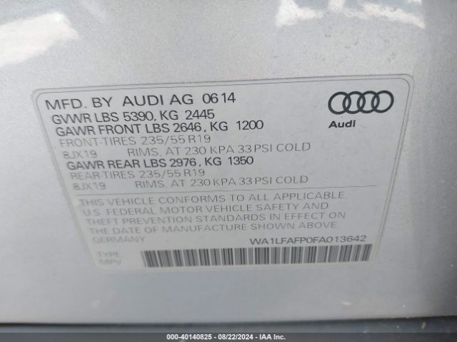 Photo 8 VIN: WA1LFAFP0FA013642 - AUDI Q5 