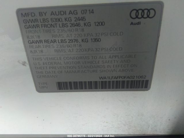 Photo 8 VIN: WA1LFAFP0FA021062 - AUDI Q5 