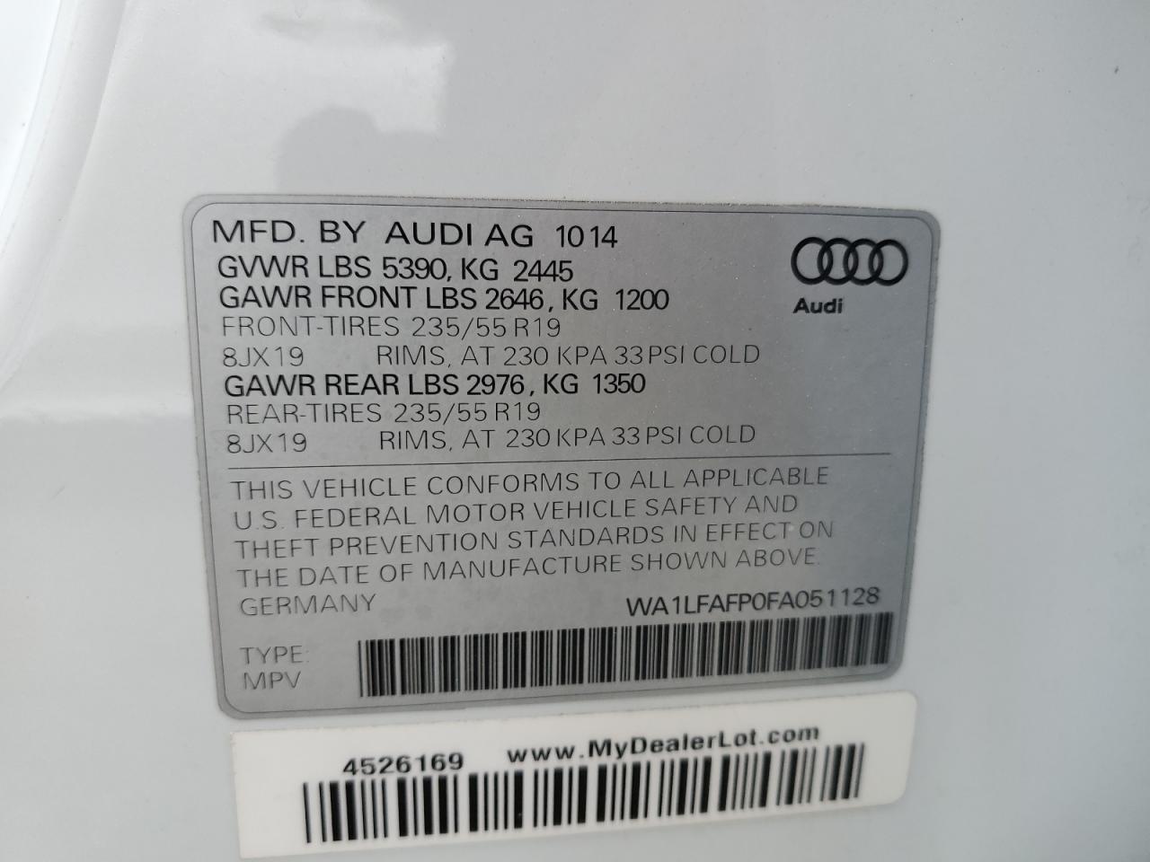 Photo 12 VIN: WA1LFAFP0FA051128 - AUDI Q5 