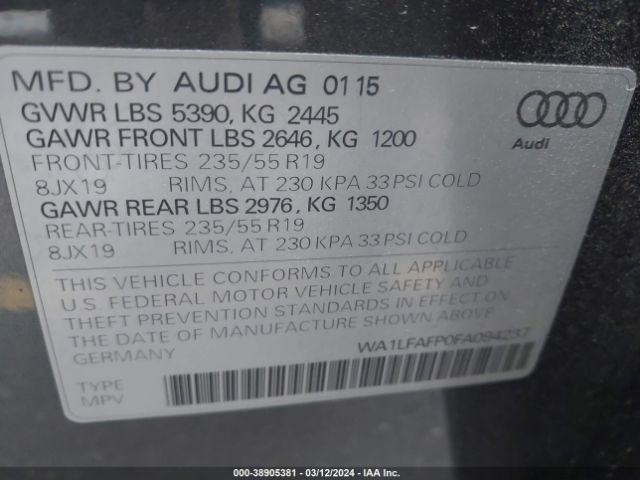 Photo 8 VIN: WA1LFAFP0FA094237 - AUDI Q5 