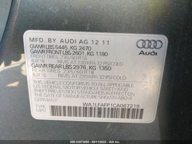 Photo 8 VIN: WA1LFAFP1CA067219 - AUDI Q5 