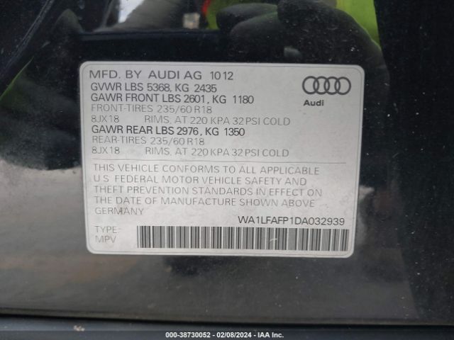 Photo 8 VIN: WA1LFAFP1DA032939 - AUDI Q5 