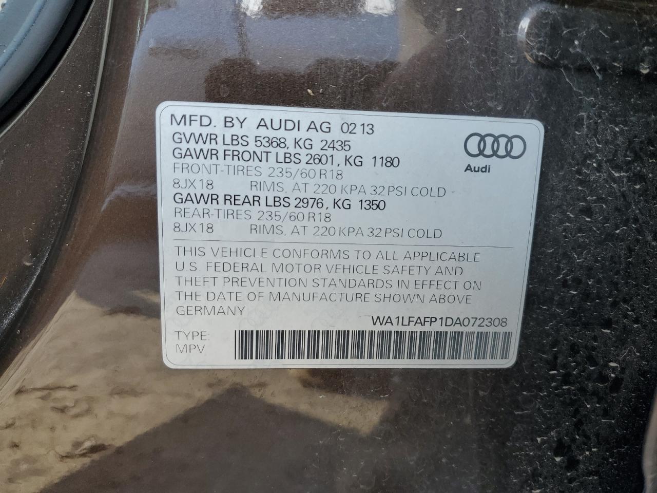 Photo 13 VIN: WA1LFAFP1DA072308 - AUDI Q5 