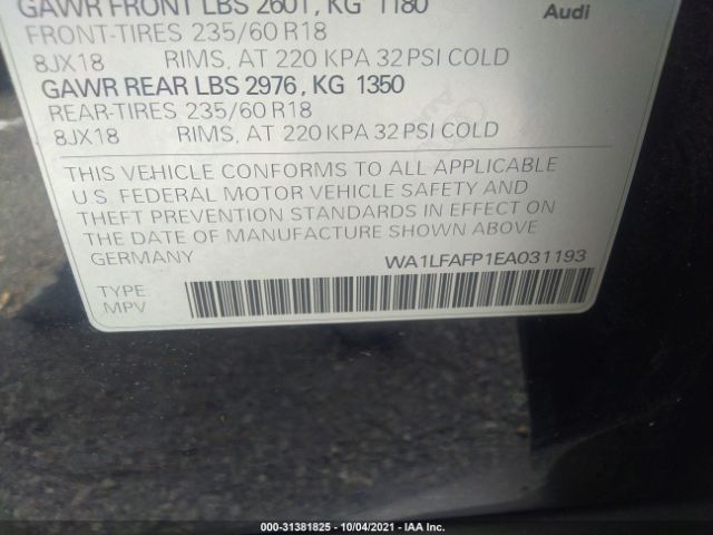 Photo 8 VIN: WA1LFAFP1EA031193 - AUDI Q5 