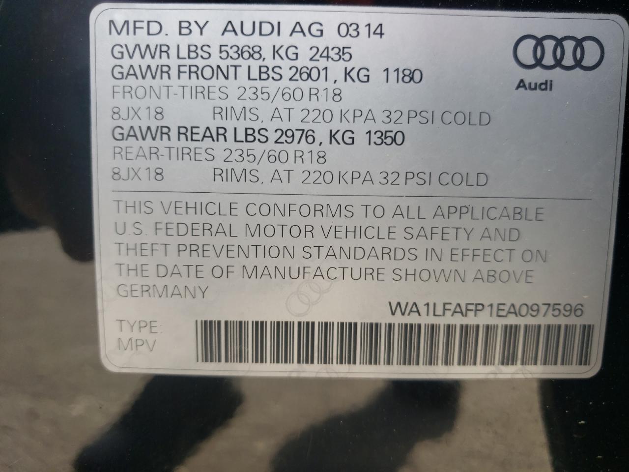 Photo 12 VIN: WA1LFAFP1EA097596 - AUDI Q5 