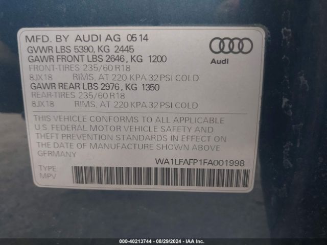 Photo 8 VIN: WA1LFAFP1FA001998 - AUDI Q5 