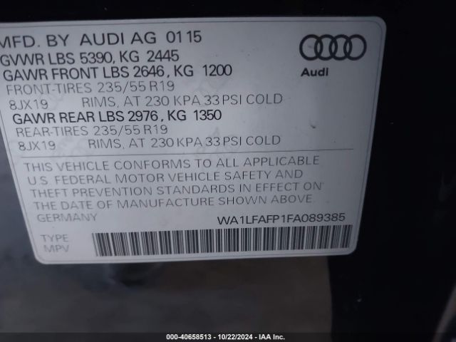 Photo 8 VIN: WA1LFAFP1FA089385 - AUDI Q5 