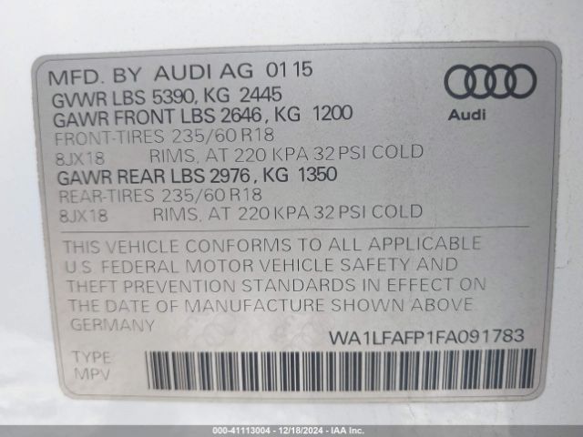 Photo 8 VIN: WA1LFAFP1FA091783 - AUDI Q5 