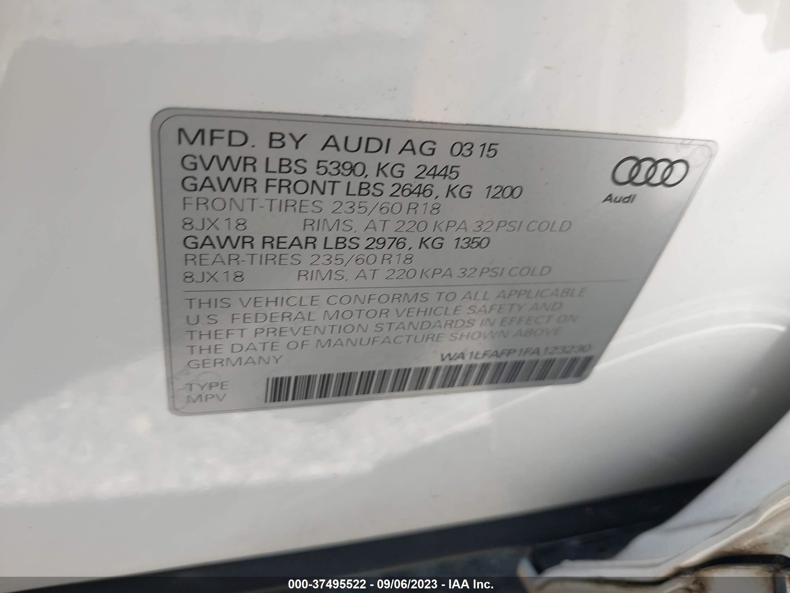 Photo 8 VIN: WA1LFAFP1FA123230 - AUDI Q5 