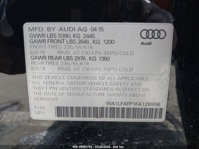 Photo 8 VIN: WA1LFAFP1FA126998 - AUDI Q5 