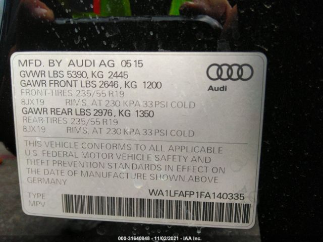 Photo 8 VIN: WA1LFAFP1FA140335 - AUDI Q5 