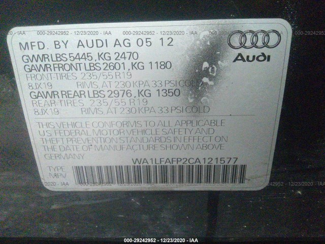 Photo 8 VIN: WA1LFAFP2CA121577 - AUDI Q5 