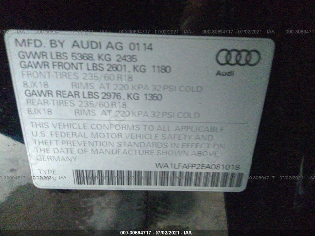 Photo 8 VIN: WA1LFAFP2EA081018 - AUDI Q5 