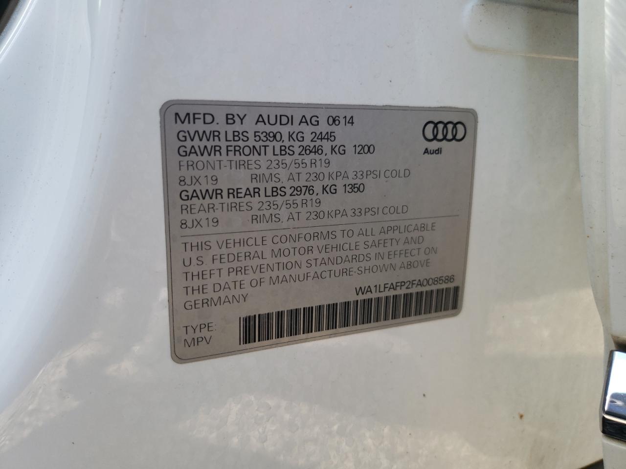 Photo 13 VIN: WA1LFAFP2FA008586 - AUDI Q5 