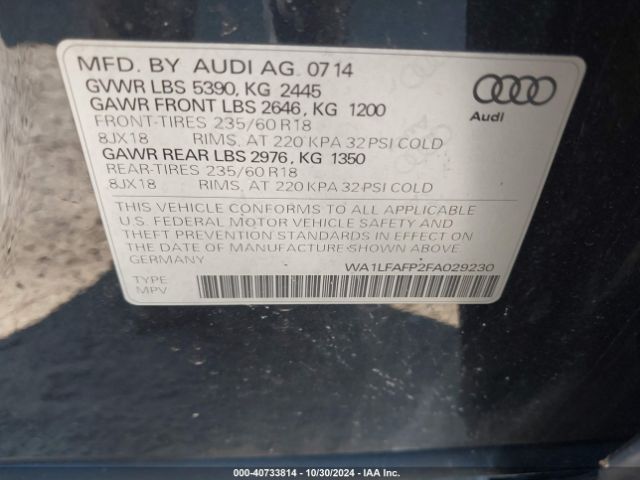 Photo 8 VIN: WA1LFAFP2FA029230 - AUDI Q5 