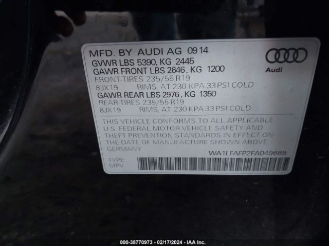 Photo 8 VIN: WA1LFAFP2FA049669 - AUDI Q5 