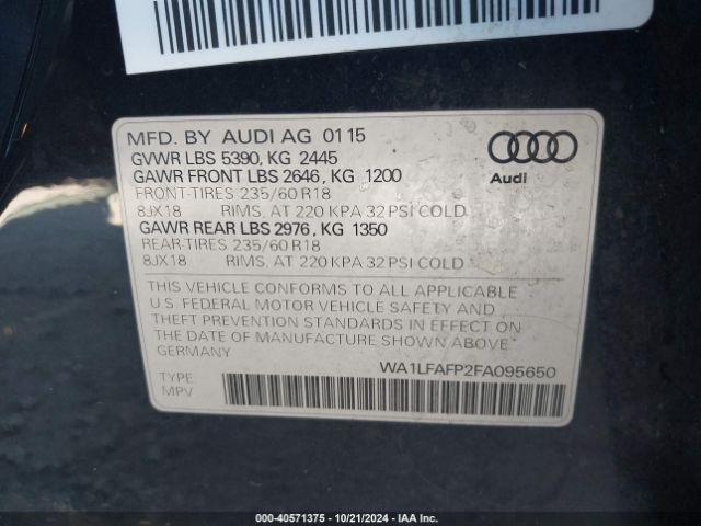 Photo 8 VIN: WA1LFAFP2FA095650 - AUDI Q5 